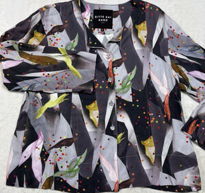 Bitte Kai Rand 100% EcoVero Viscose Abstract Confetti Button Up Jacket Top XL